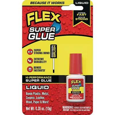 Flex Super Glue Liquid with Brush Top, SGLIQ10BT, 10g