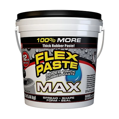 Flex Seal Flex Paste Max Rubberized Sealant, Black, 12 Lb Tub