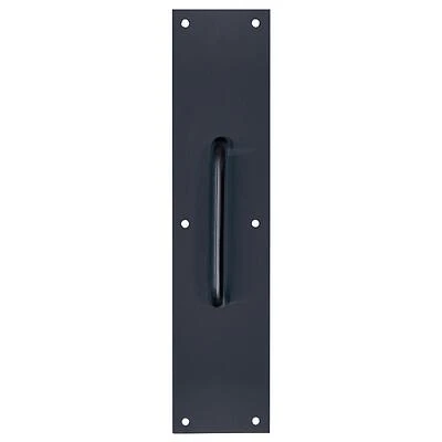 Door Pull Plate, Matte Black, 3.5 x 15 In.