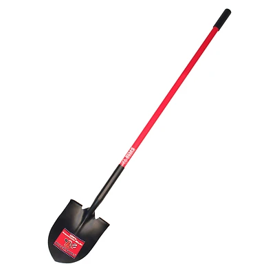 Bully Tools 62515 Round-Point Shovel, 14 Ga Steel, Fiberglass Handle, 59-1/4 In