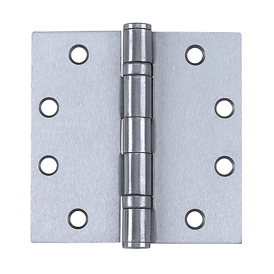 Ball-Bearing Hinge, Removable Pin, Square Corner, Satin Stainless Steel, 4 x 4 In.