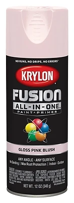Krylon K02717007 Fusion All-In-One Spray Paint + Primer, Gloss Pink Blush, 12 Oz.