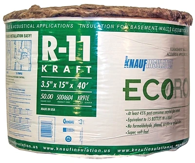 Knauf R-11 Kraft Faced Roll Fiberglass Insulation 15 In. X 40 Ft.