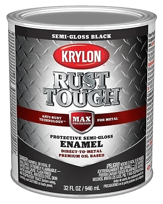 Rust Tough Oil-based Semi-gloss Enamel, Black, 1 Qt., Model K09709008, Pack Of 2