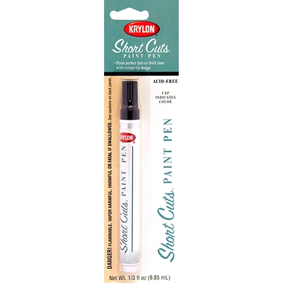 Krylon SCP-914 Short Cuts Paint Pen, 1/3 Fl Oz, Gloss Black, Chisel Tip