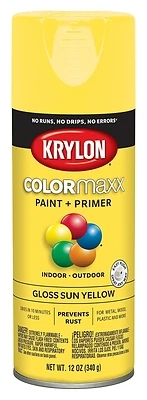 COLORmaxx Spray Paint + Primer, Gloss Sun Yellow, 12-oz.