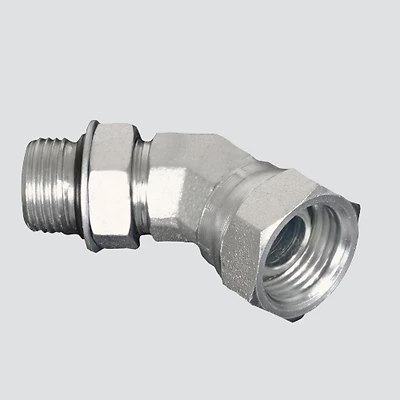 45 Degree Hydraulic Adapter, 1/2-In. Male 0-Ring x 1/2-In. FP Swivel