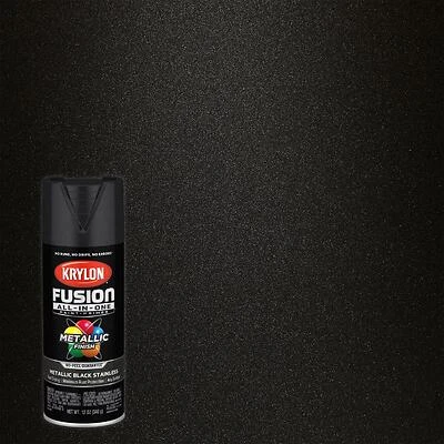 Krylon K02790007 Fusion All-In-One Spray Paint + Primer, Metallic Black, 12 Oz