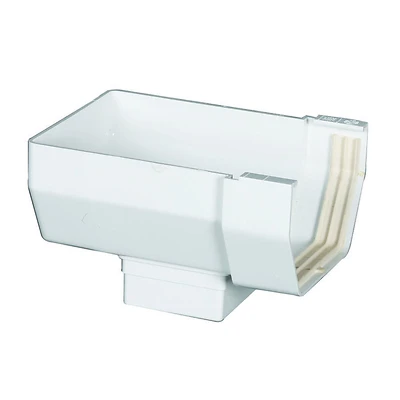 Amerimax T0509 Gutter Drop Outlet, 9 in L, 5 in W, Vinyl, White, For: 5 in Contemporary-Style Gutters