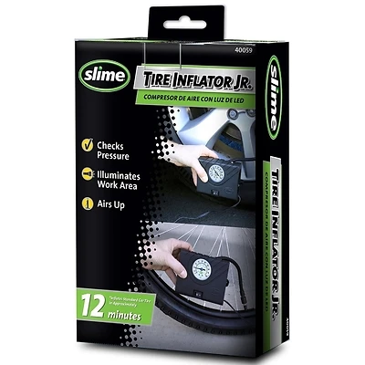 Tire Inflator + LED Light, 12-Volt