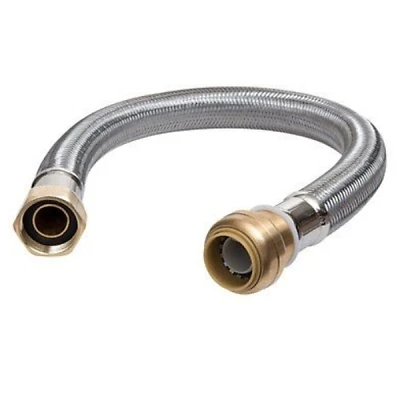 SharkBite UR3088FX12 Water Heater Connector, 3/4 In. FIP, Stainless Steel, 12 In.