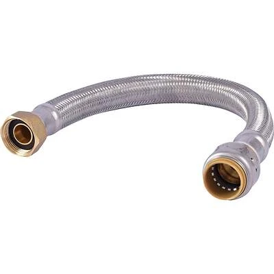SharkBite UR3088FX15 Water Heater Connector, Stainless Steel, 3/4 In. FIP, 15 In.