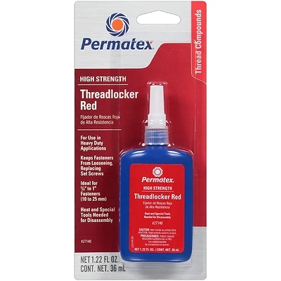 Permatex 27140 Red Threadlocker, High Strength, 36 mL