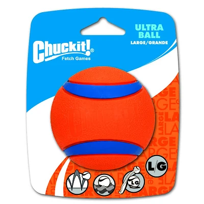 Chuckit! 17030 Dog Toy, L, Ball Toy, Rubber, Blue/Orange