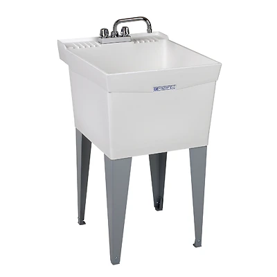 Mustee Utilatub 19CF Laundry Tub Kit With Faucet, White, 20 x 24 In.