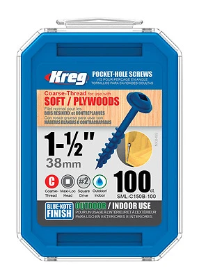 Kreg SML-C150B-100 Blue-Kote Pocket-Hole Screws #8 x 1-1/2 In., 100 Ct.