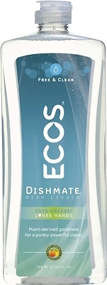 Ecos PL9721/6 Dishwashing Liquid, 25 oz, Free & Clear