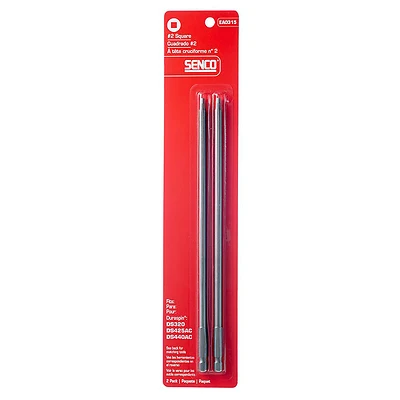 Duraspin #2 Square Replacement Power Screwdriver Bit 9 In. Length 2 Pk