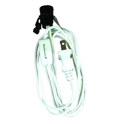 Jandorf 60138 Clip-In Lamp Socket/Switch, 18 ga Wire, White Sheath