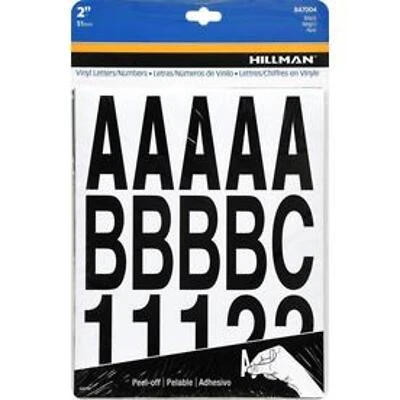 Adhesive House Letter & Number Pack, Black Vinyl, 2-In.