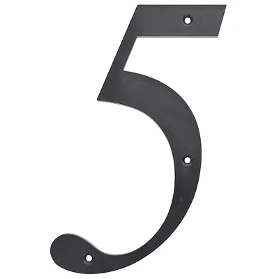 5028804 6 in. Number 5 Reflective Plastic Nail-On House Number, Black - Pack of 3