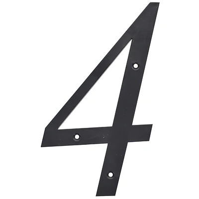 5028814 6 in. Number 4 Reflective Plastic Nail-On House Number, Black - Pack of 3