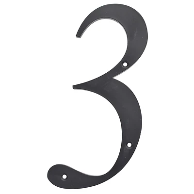 5028807 6 in. Number 3 Reflective Plastic Nail-On House Number, Black - Pack of 3