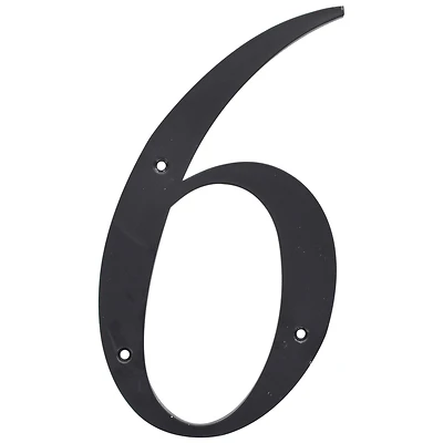 5028802 6 in. Number 6 Reflective Plastic Nail-On House Number, Black - Pack of 3