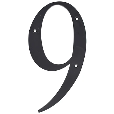 5028799 6 in. Number 9 Reflective Plastic Nail-On House Number, Black - Pack of 3