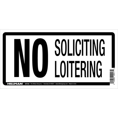 Hillman 847338 No Soliciting Sign, 5 x 10-In.