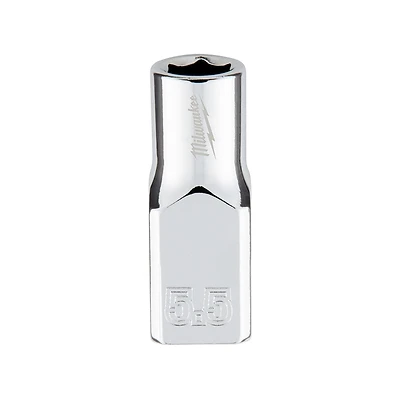 1/4 In. Drive 5.5 Mm 6-point Shallow Metric Socket With Four Flat Sides