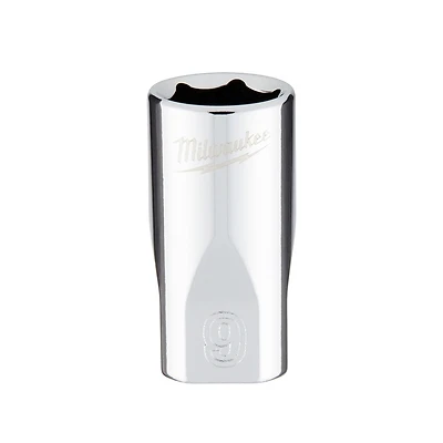 1/4 In. Drive 9 Mm 6-point Shallow Metric Socket With Four Flat Sides
