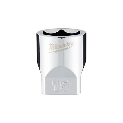 1/4 In. Drive 15 Mm 6-point Shallow Metric Socket With Four Flat Sides