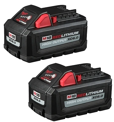 Milwaukee 48-11-1862 M18 High Output Battery Pack, 6.0Ah, 18V, 2-Pack