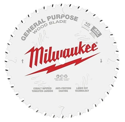 Milwaukee 48-40-1024 Circular Saw Blade, 10 In. 40-Tooth Carbide, 5/8 In. Arbor