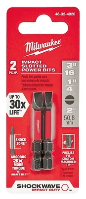 Shockwave 3/16 In. & 1/4 In. Slotted 2 In. Power Impact Bit Set (2-pack)