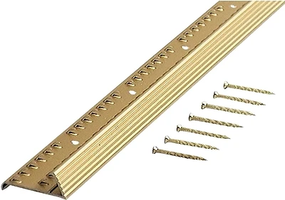 M-D 79053 Fluted Carpet Gripper With Teeth, Satin Brass, 36 In.