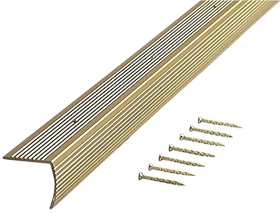Fluted Stair Edge, Satin Brass, 1-1/8 x 1-1/8 x 36 In.