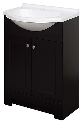 Espresso 24 In. W X 35 In. H X 18 In. D Euro Vanity With White Cultured Marble Top