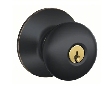 Schlage F51VPLY716 Plymouth Keyed Entry Knob, Aged Bronze