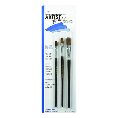 Linzer A353 Le Jour 3-Pc Flat Ox Hair Artist Brush Set