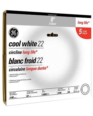GE Cool White Circline Fluorescent Bulb, 22W, T9, G10q Base