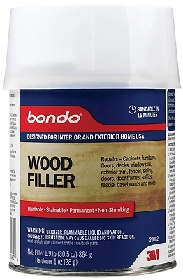 Bondo 20082 Wood Filler, Two-Part, Paintable, 1 Qt.