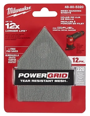 320 Grit Mesh Sanding Sheets For M12 Fuel Orbital Detail Sander (12-pack)