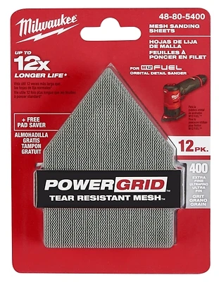 400 Grit Mesh Sanding Sheets For M12 Fuel Orbital Detail Sander (12-pack)