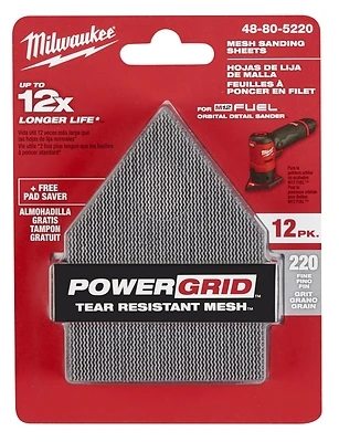 220 Grit Mesh Sanding Sheets For M12 Fuel Orbital Detail Sander (12-pack)
