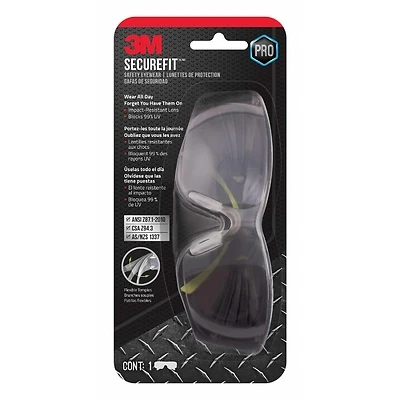 3M SecureFit 400 Safety Glasses, Black/Neon Green, Mirror Lens
