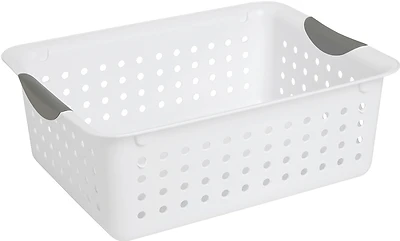 Medium Ultra Basket.  White with Gray Inserts in Handles