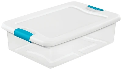 Sterilite 14968006 Latching Storage Box, See-Through Base, 32 Qt.