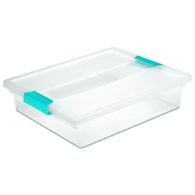 Sterilite 19638606 Latching Storage Box, Clear, 14 x 11 x 3.25 In.